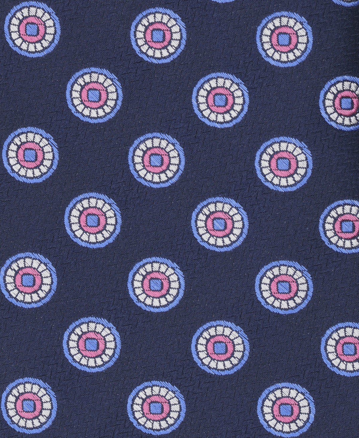 Navy Medallion Woven Silk Tie