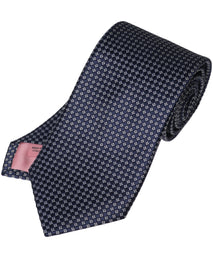 Navy Textured Dot Woven Silk Tie