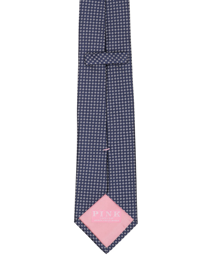 Navy Textured Dot Woven Silk Tie