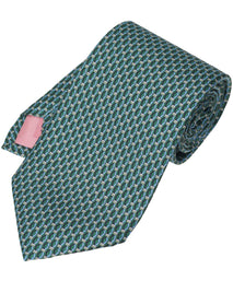 Green Geometric Print Silk Tie