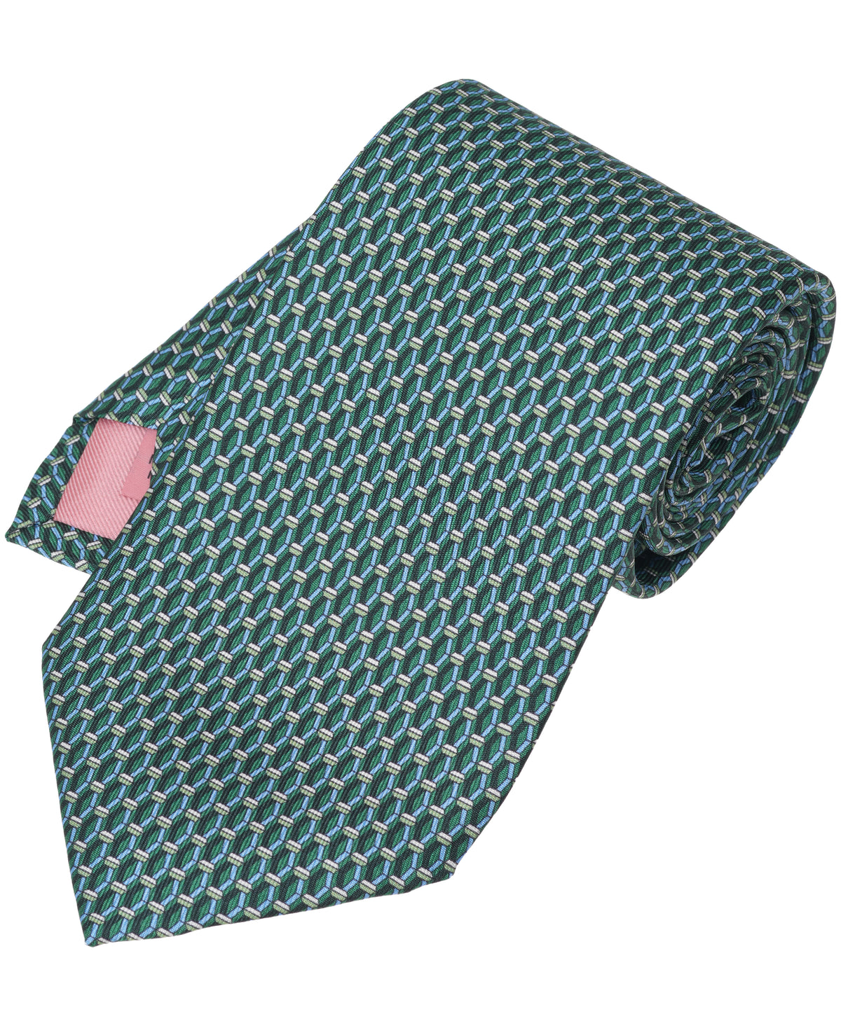 Green Geometric Print Silk Tie