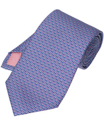 Purple Geometric Print Silk Tie