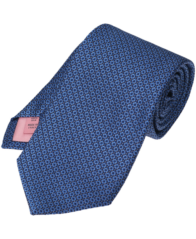 Navy Geometric Woven Silk Tie