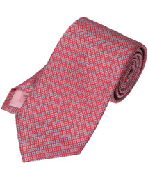 Coral Geometric Woven Silk Tie