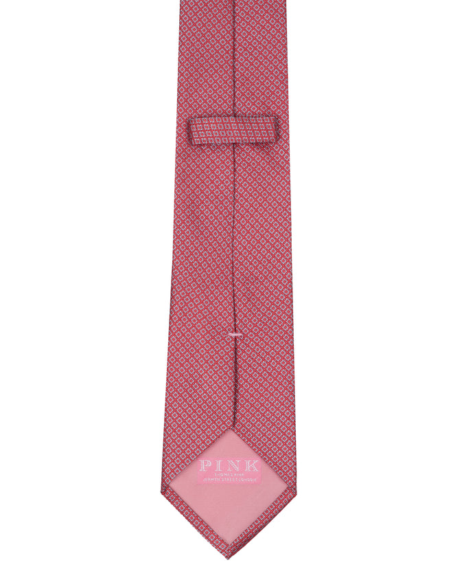 Coral Geometric Woven Silk Tie