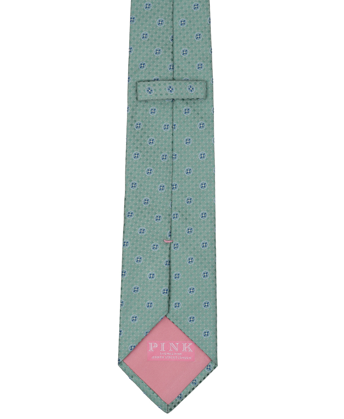 Mint Medallion Print Woven Silk Tie