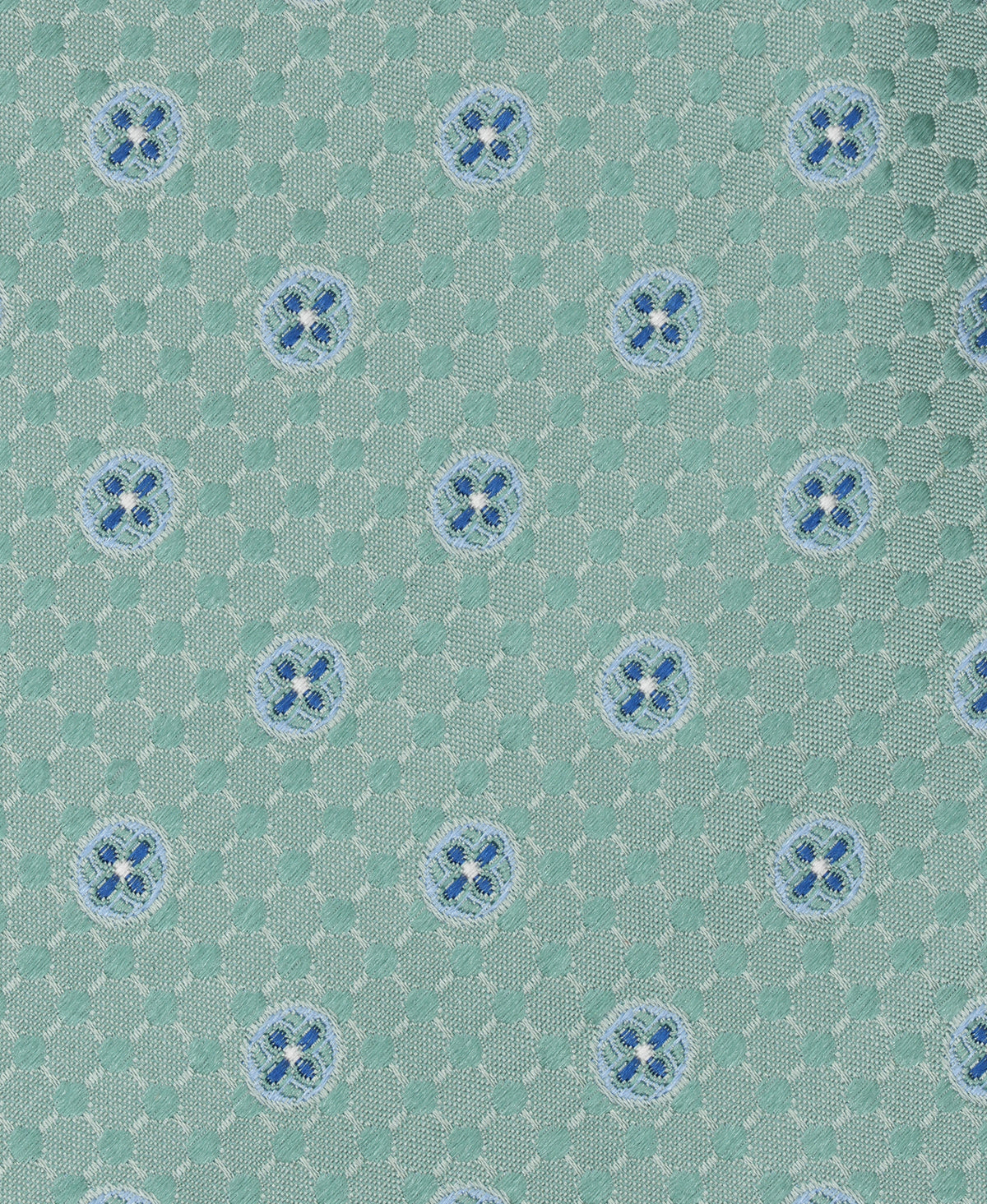 Mint Medallion Print Woven Silk Tie