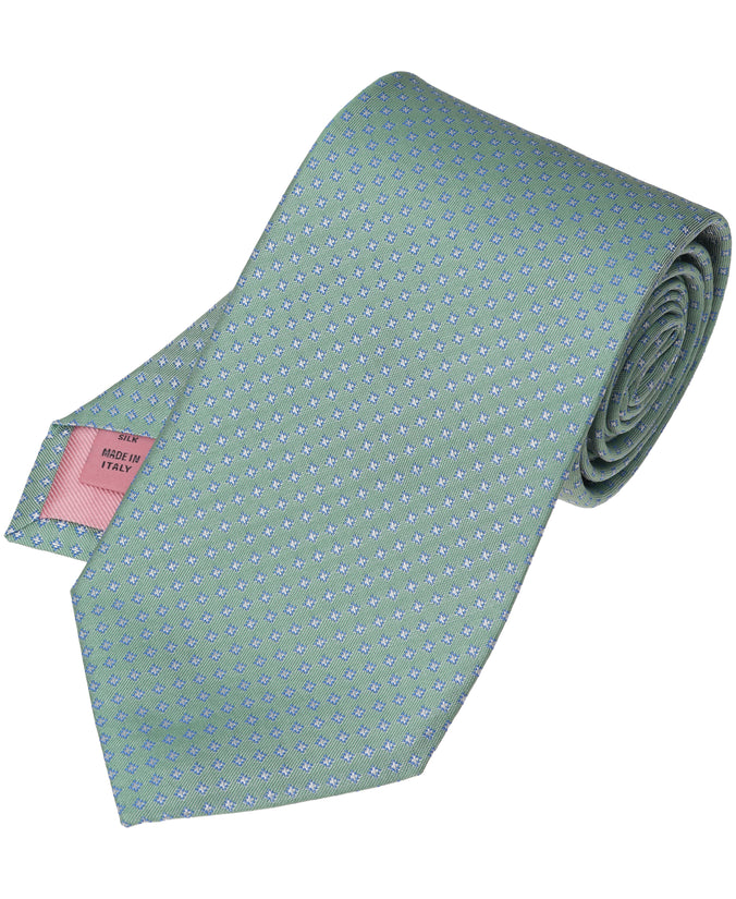 Green Mini Geometric Woven Silk Tie