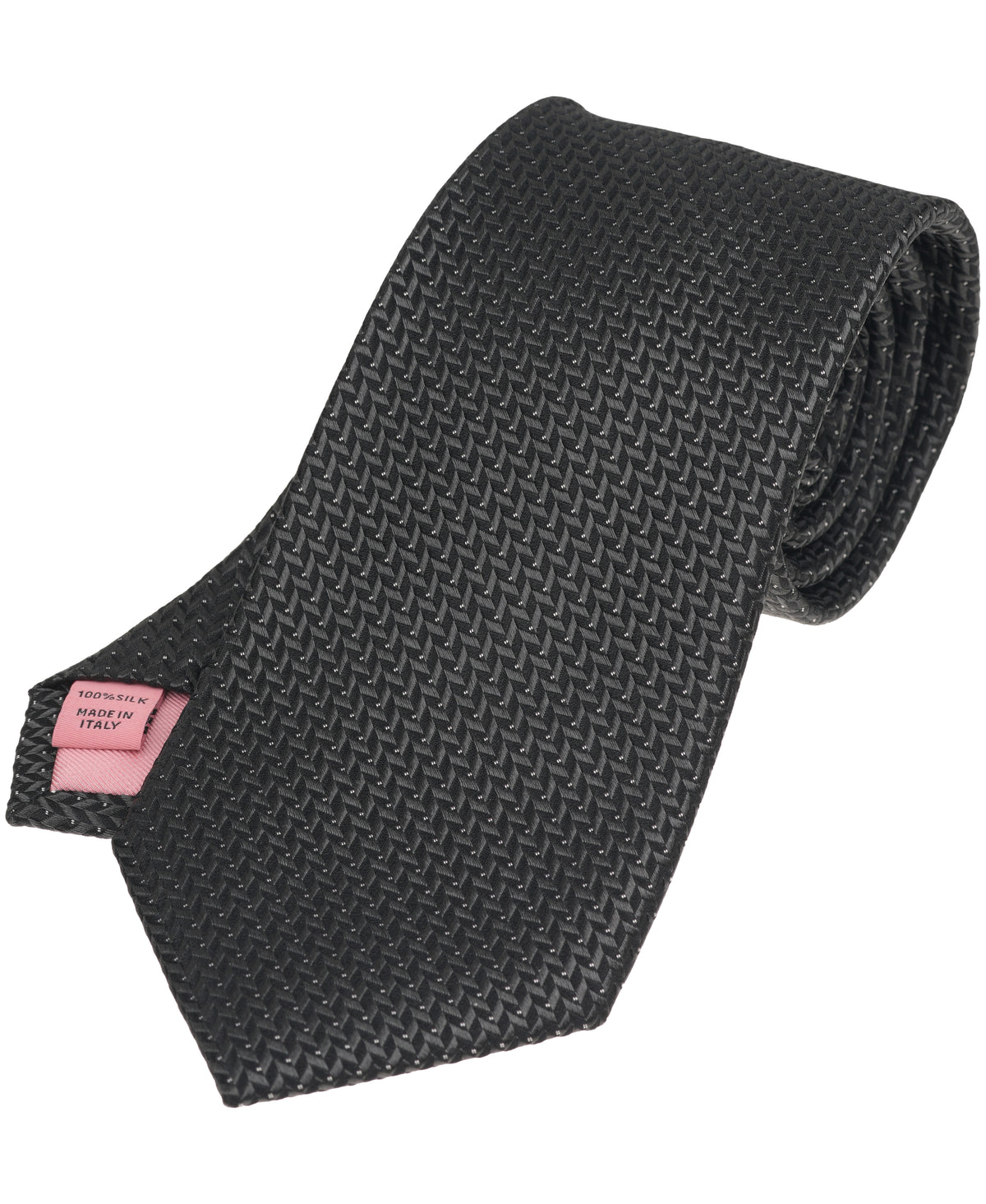 Black Herringbone Woven Silk Tie