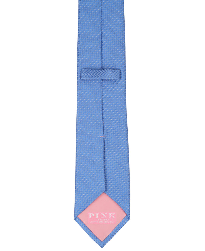Blue Herringbone Woven Silk Tie