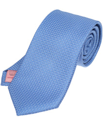 Blue Herringbone Woven Silk Tie