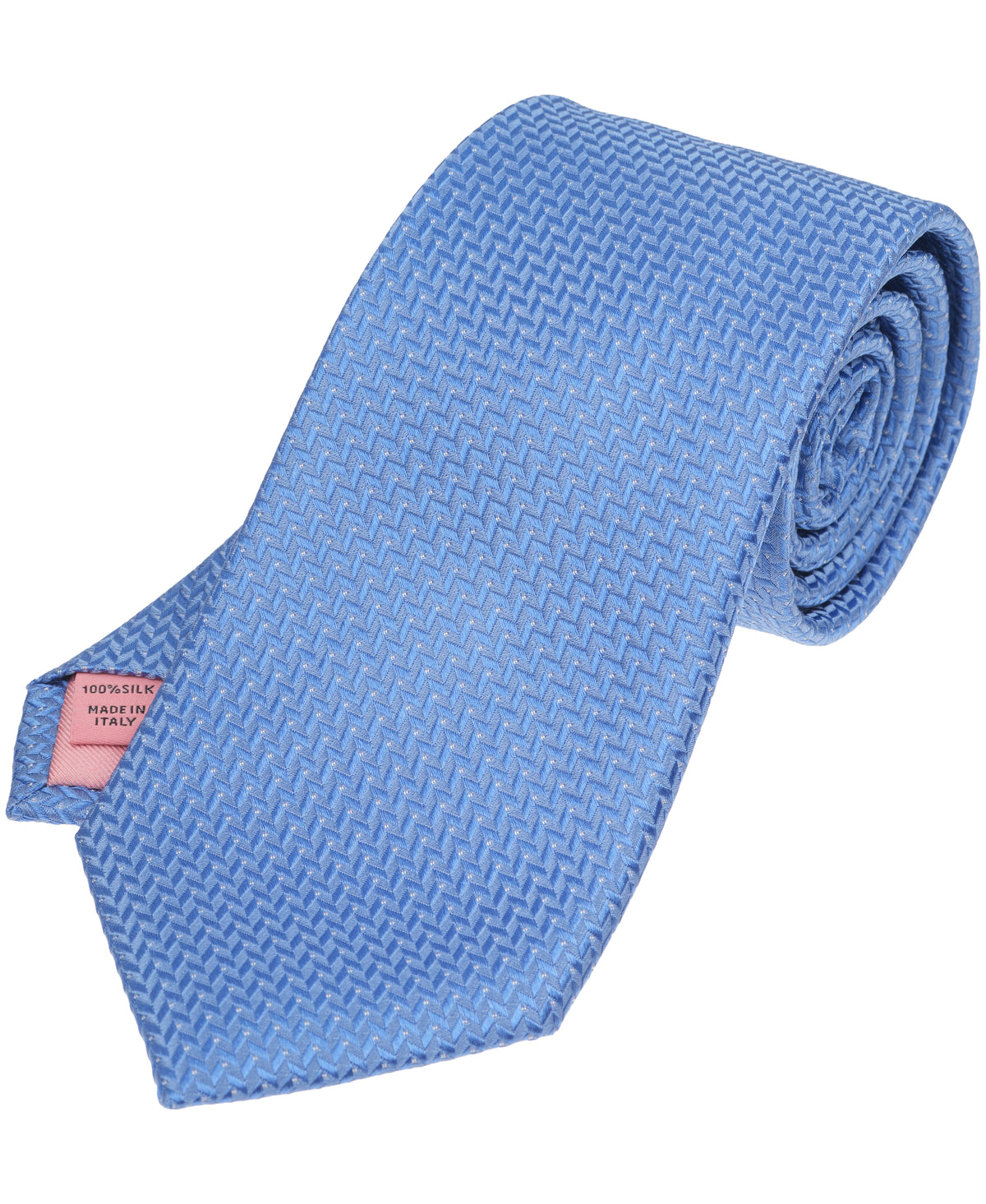 Blue Herringbone Woven Silk Tie