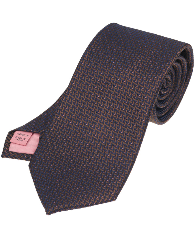 Chocolate Herringbone Woven Silk Tie