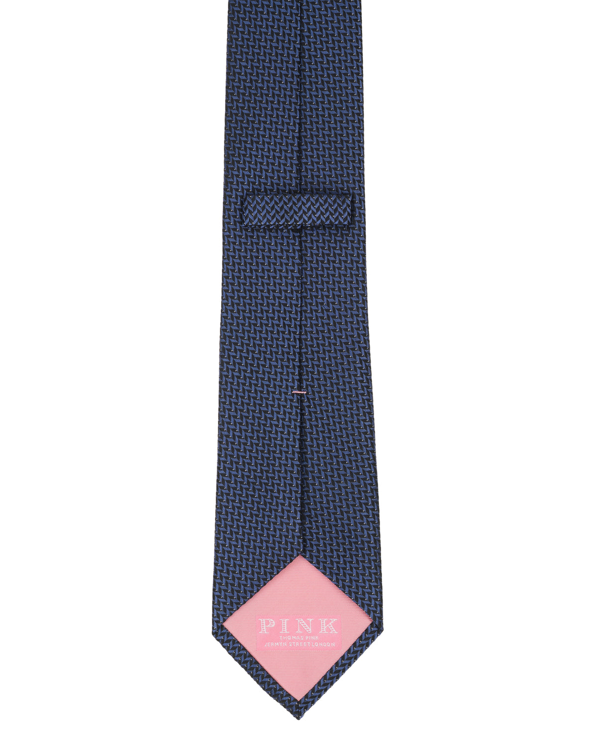 Navy Herringbone Woven Silk Tie