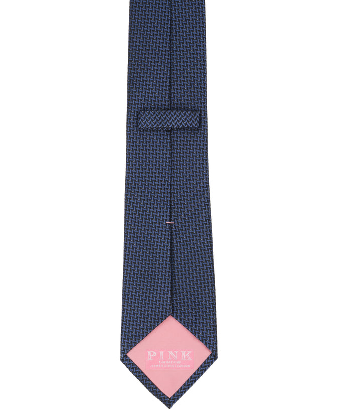 Navy Herringbone Woven Silk Tie