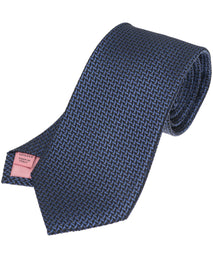Navy Herringbone Woven Silk Tie