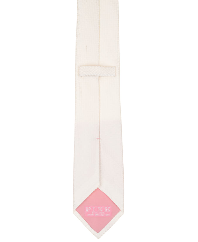 White Herringbone Woven Silk Tie