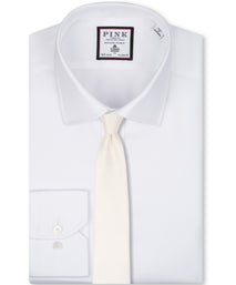 White Herringbone Woven Silk Tie