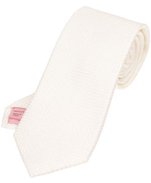 White Herringbone Woven Silk Tie