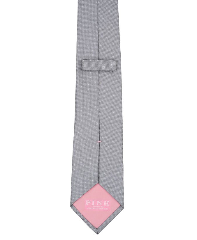 Grey Polka Dot Woven Silk Tie
