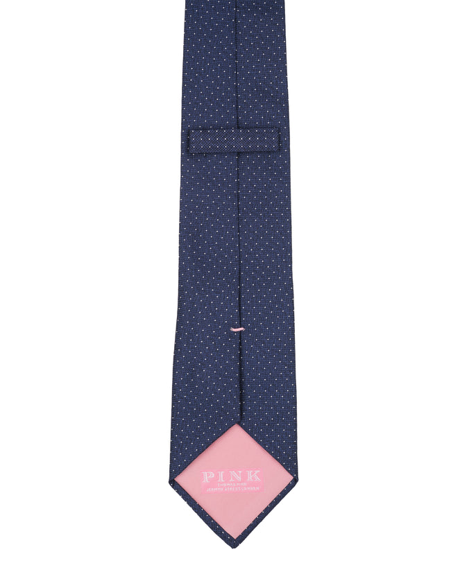 Navy Polka Dot Woven Silk Tie
