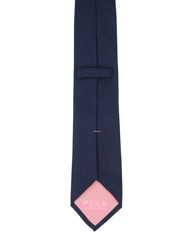 Navy Solid Woven Silk Tie