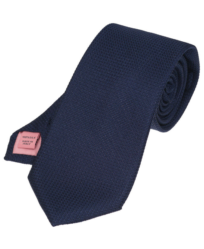 Navy Solid Woven Silk Tie