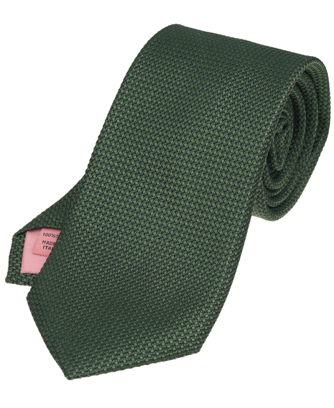 Olive Green Solid Woven Silk Tie