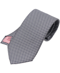 Grey Mini Checkerboard Woven Silk Tie