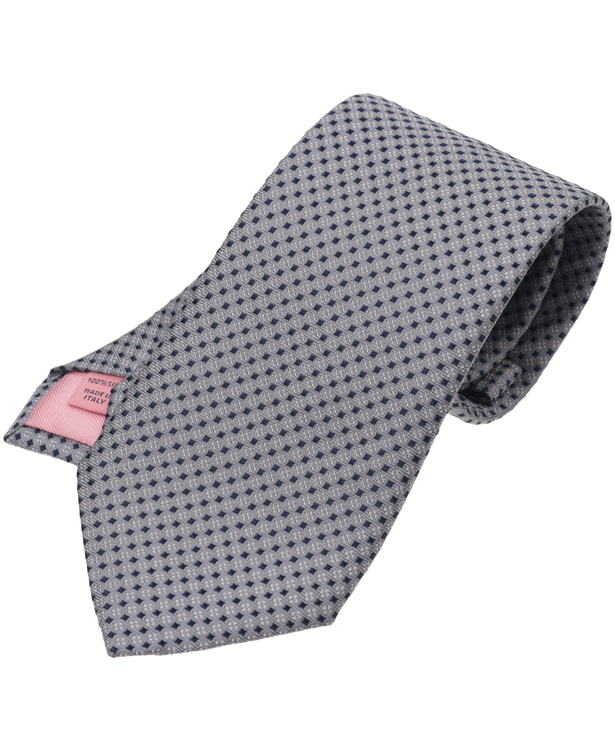 Grey Mini Checkerboard Woven Silk Tie