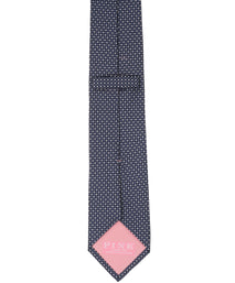 Navy Mini Checkerboard Woven Silk Tie
