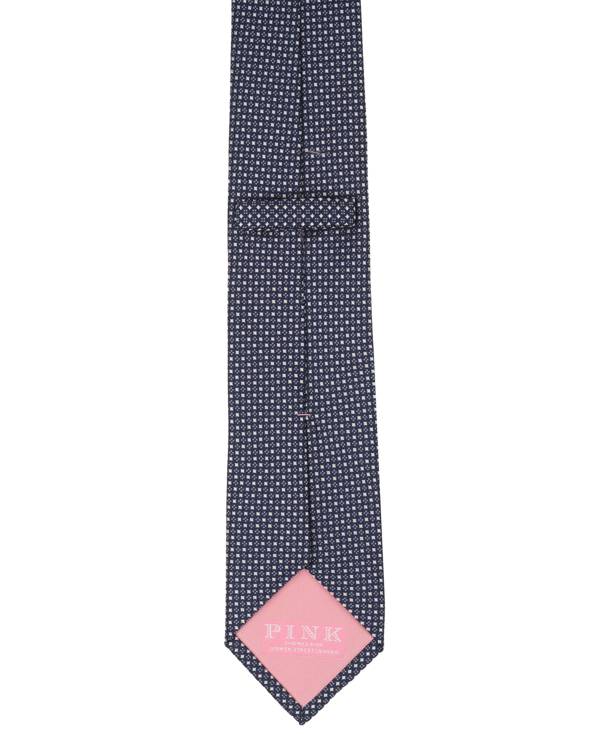 Navy Mini Checkerboard Woven Silk Tie