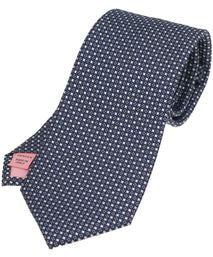 Navy Mini Checkerboard Woven Silk Tie