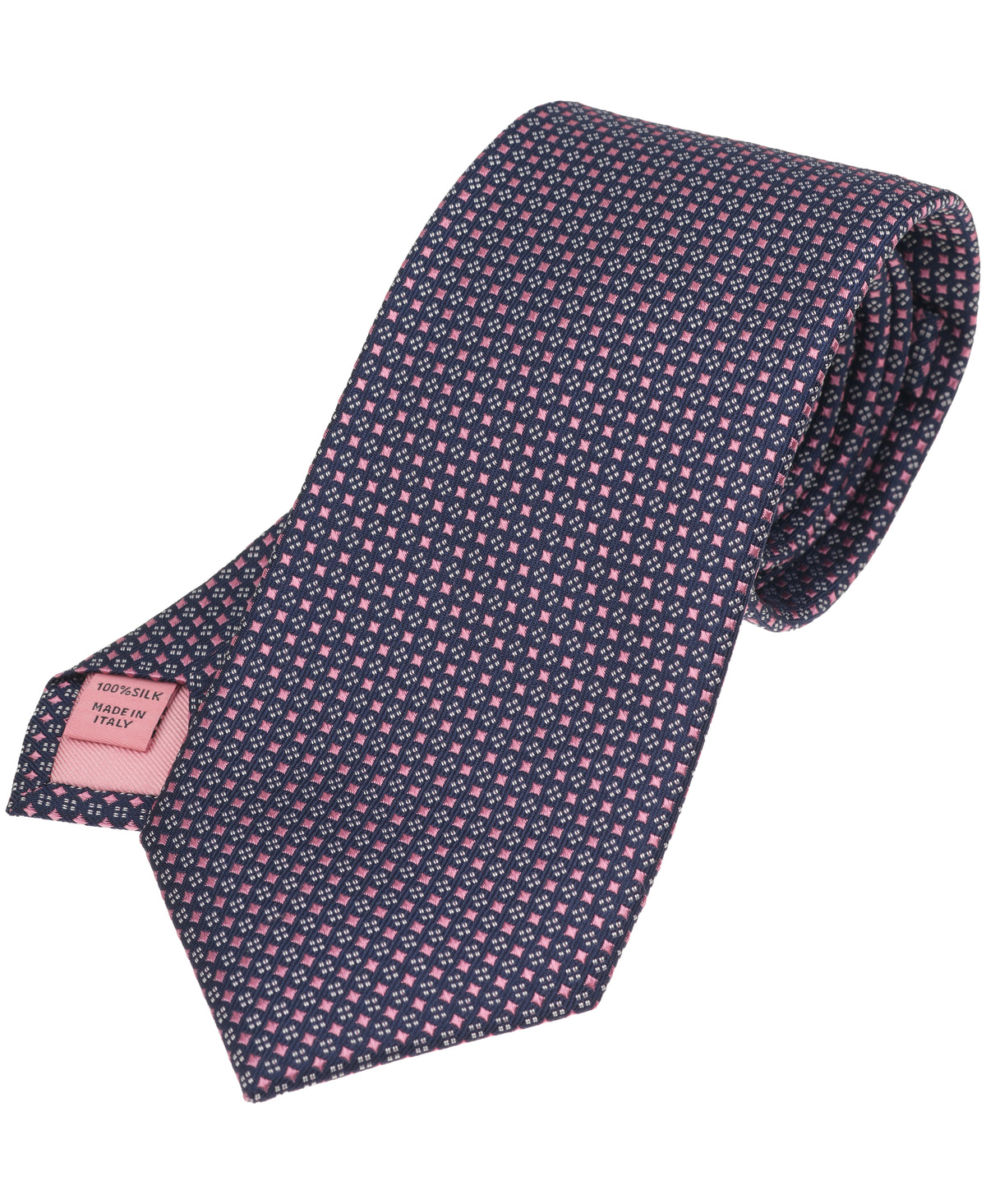Pink Mini Checkerboard Woven Silk Tie