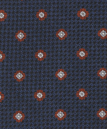 Navy Medallion Woven Silk Tie