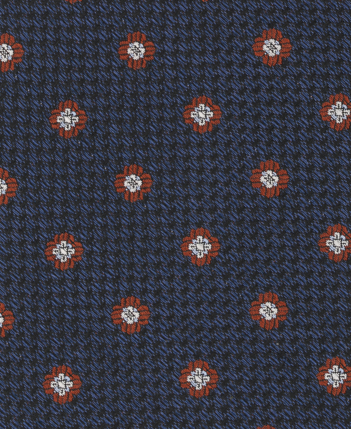 Navy Medallion Woven Silk Tie
