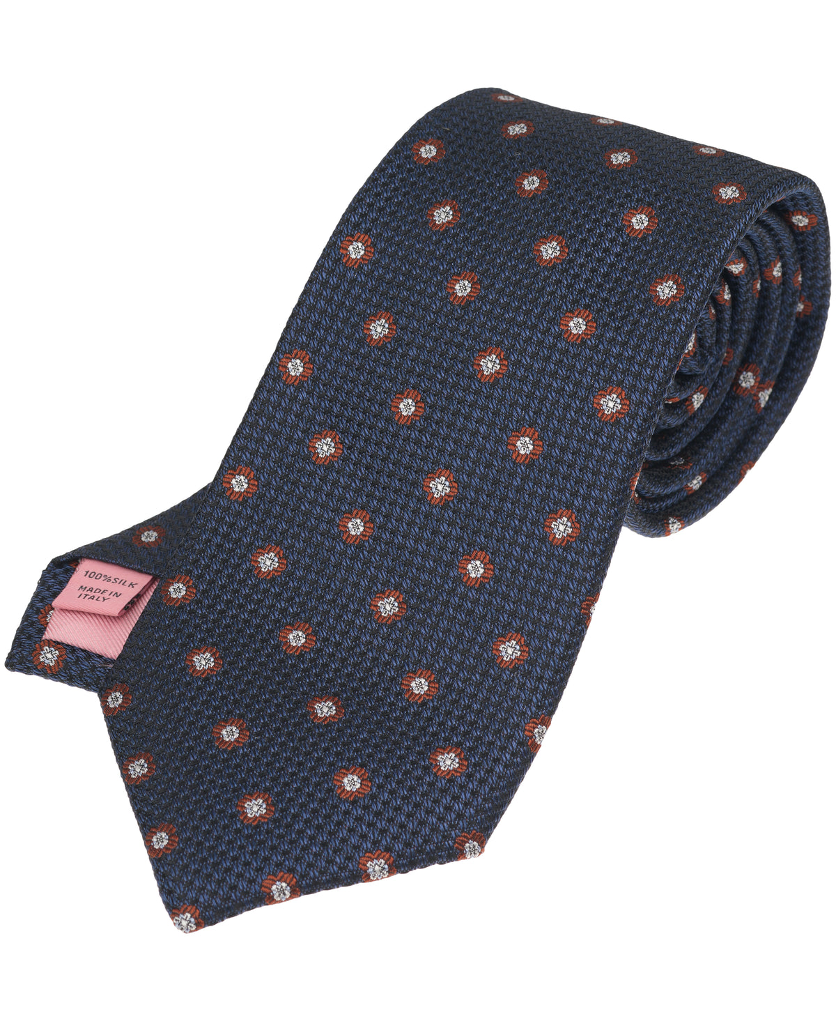 Navy Medallion Woven Silk Tie