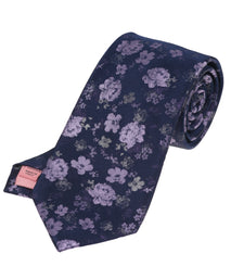 Purple Jacquard Floral Woven Silk Tie
