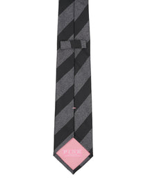 Black And Grey Striped Woven Silk Tie