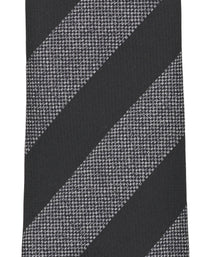 Black And Grey Striped Woven Silk Tie