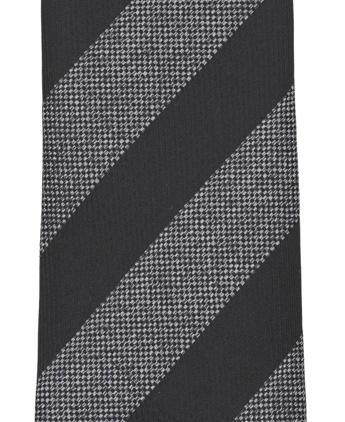 Black And Grey Striped Woven Silk Tie