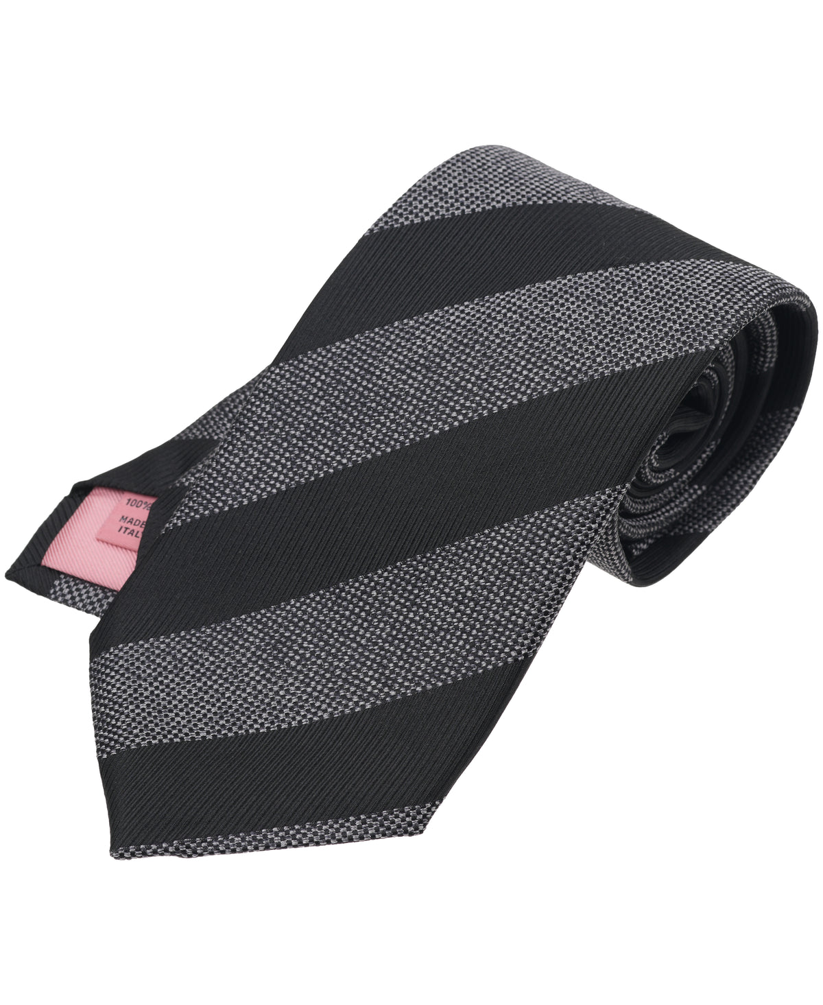 Black And Grey Striped Woven Silk Tie