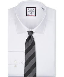 Black And Grey Striped Woven Silk Tie