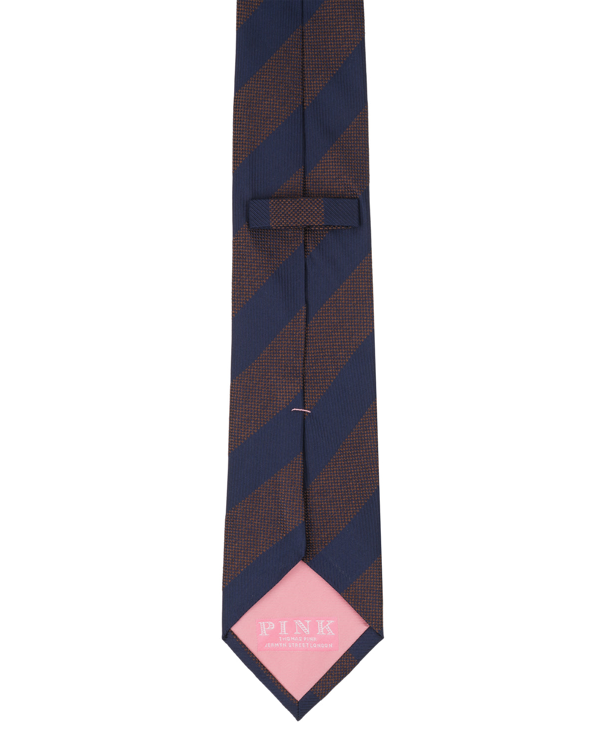 Chocolate And Navy Striped Woven Silk Tie