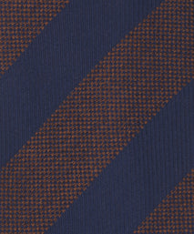 Chocolate And Navy Striped Woven Silk Tie