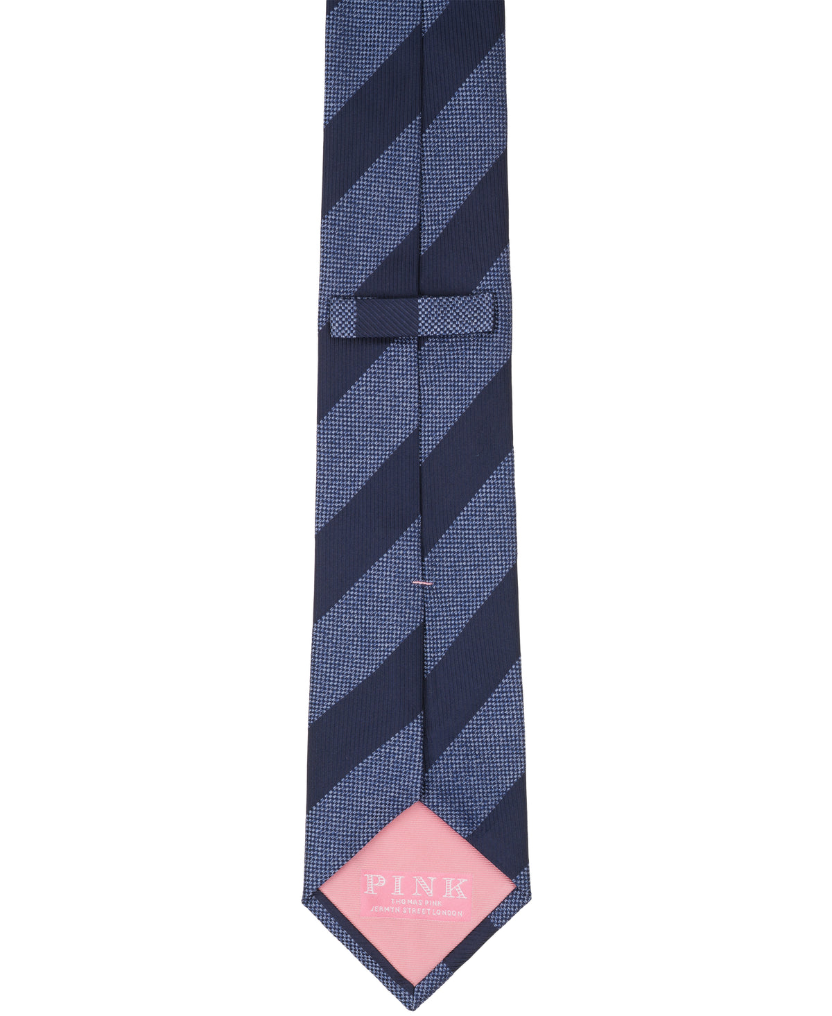 Navy And Indigo Striped Woven Silk Tie