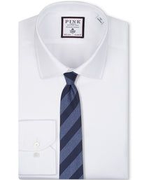 Navy And Indigo Striped Woven Silk Tie