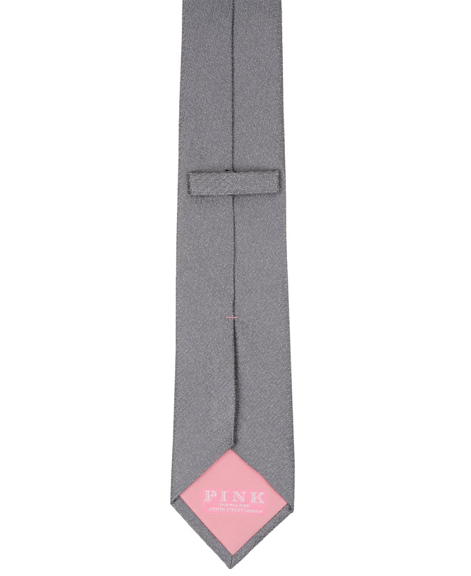 Grey Solid Textured Woven Silk Tie