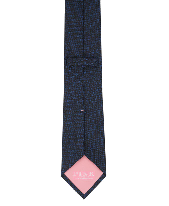 Navy Solid Textured Woven Silk Tie
