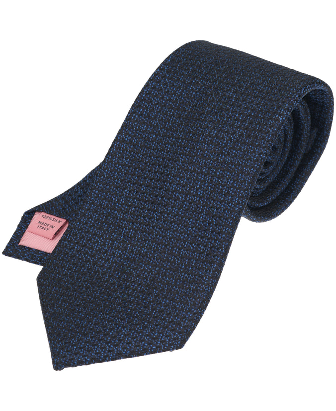 Navy Solid Textured Woven Silk Tie